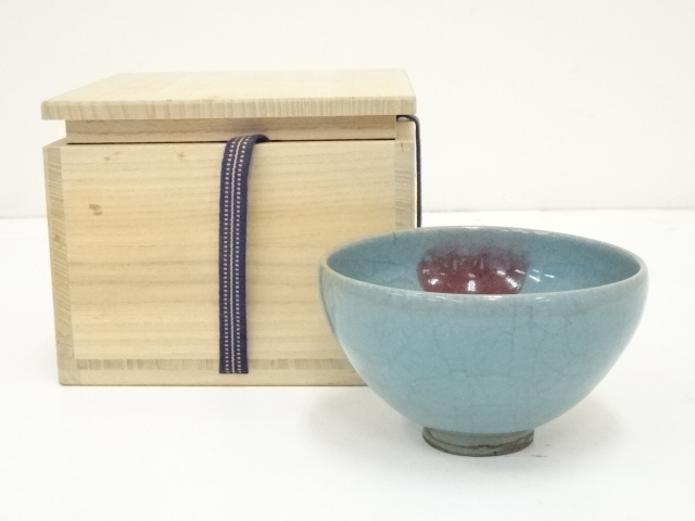 JAPANESE TEA CEREMONY / TEA BOWL CHAWAN / JUN GLAZE 